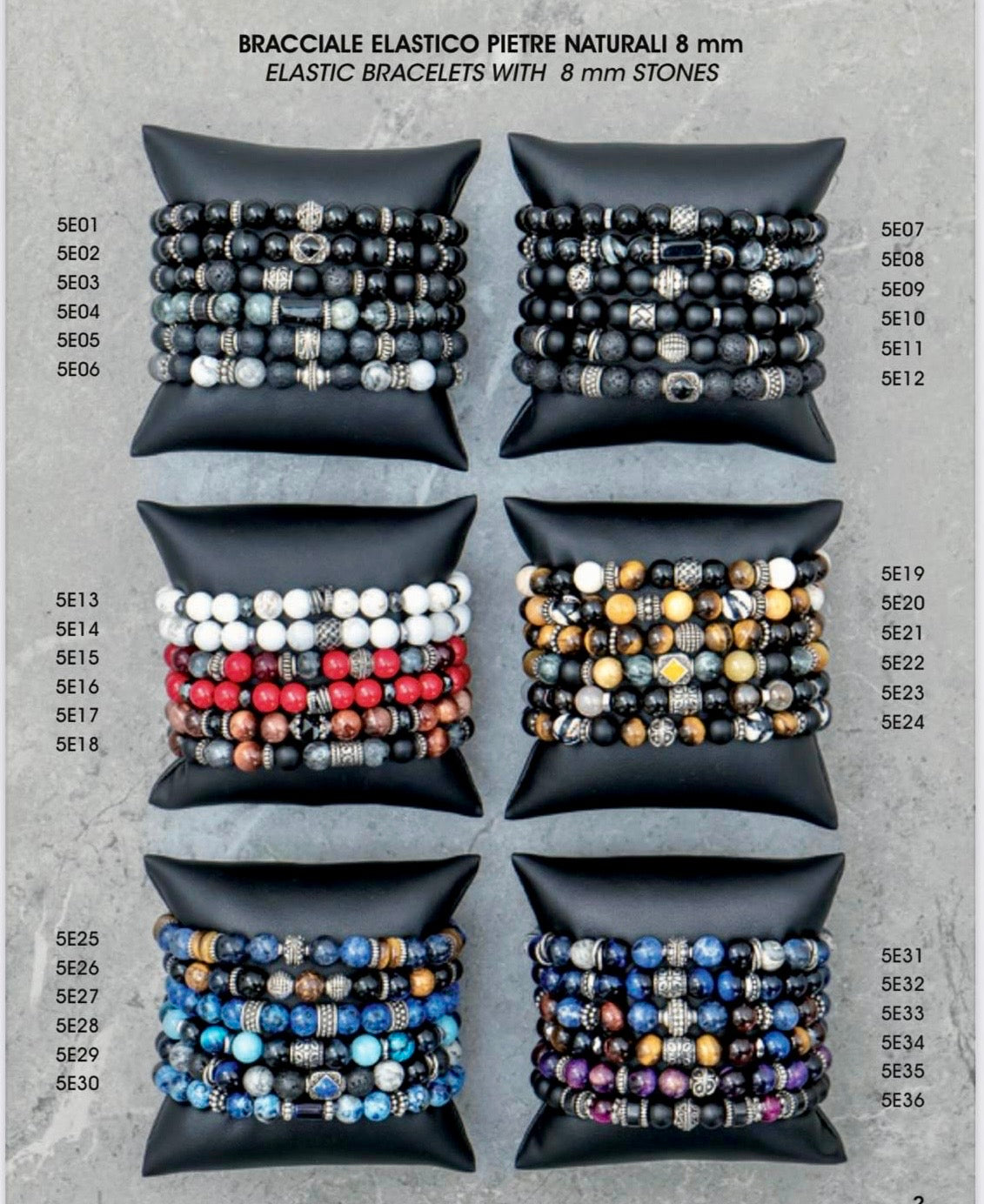 BRACCIALI UNISEX ELASTICI CON PIETRE NATURALI