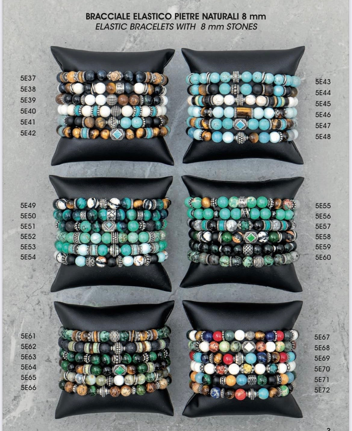 BRACCIALI UNISEX ELASTICI CON PIETRE NATURALI