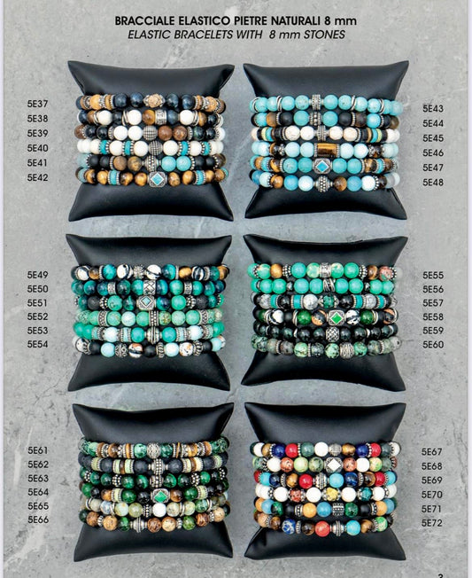 BRACCIALI UNISEX ELASTICI CON PIETRE NATURALI