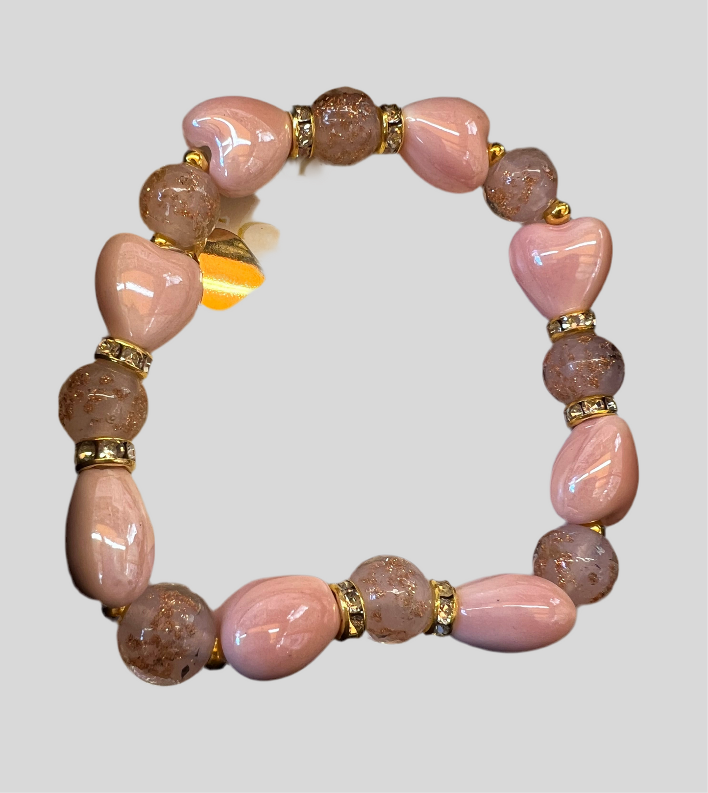 BRACCIALI IN VETRO DI MURANO CON PERLE A CUORE