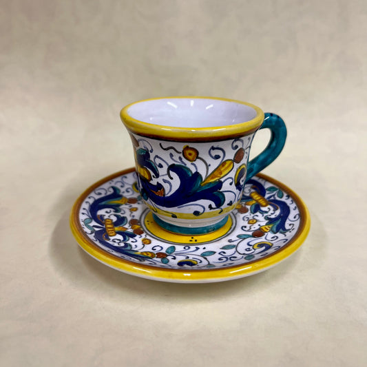 TAZZINA DA CAFFE' IN CERAMICA DIPINTA A MANO STILE DERUTA