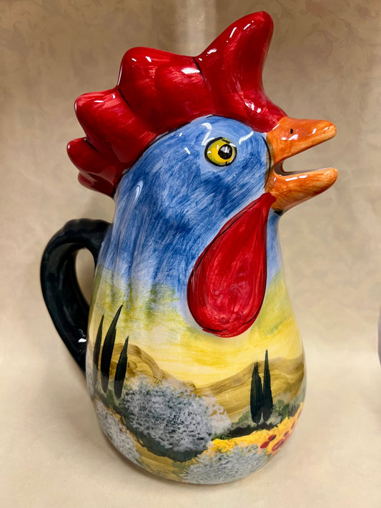 BROCCA GALLO IN CERAMICA DIPINTA A MANO