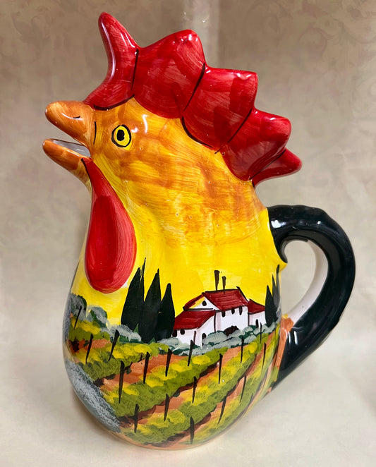BROCCA GALLO IN CERAMICA DIPINTA A MANO