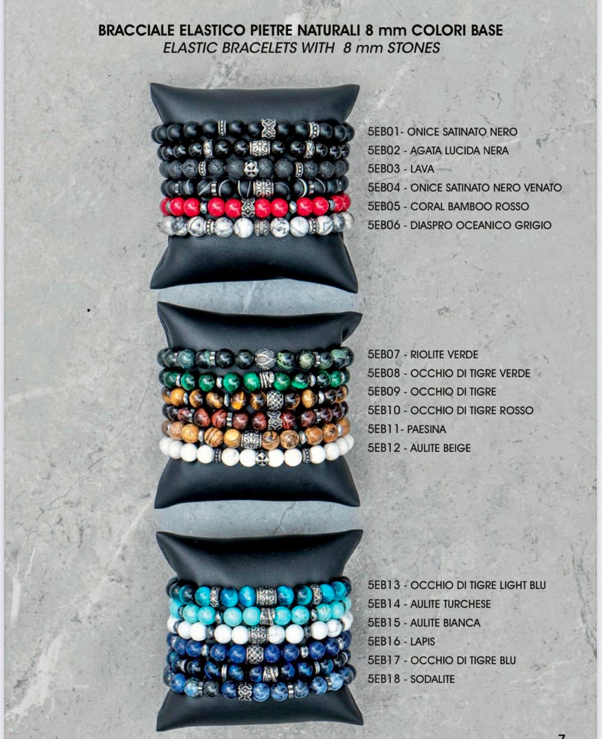 BRACCIALI UNISEX ELASTICI CON PIETRE NATURALI
