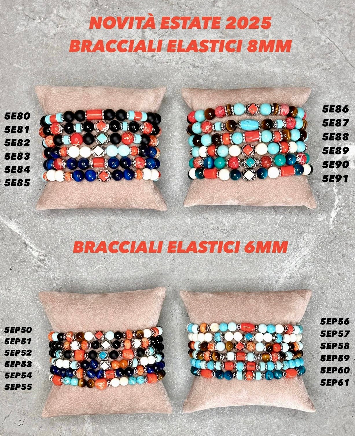 BRACCIALI UNISEX ELASTICI CON PIETRE NATURALI